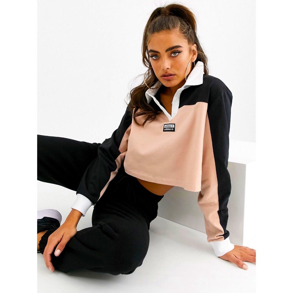 NWT Adidas long sleeve cropped polo shirt